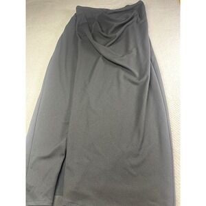 New‎ Abercrombie Fitch Black Draped Front Midi Skirt Slit Size Small